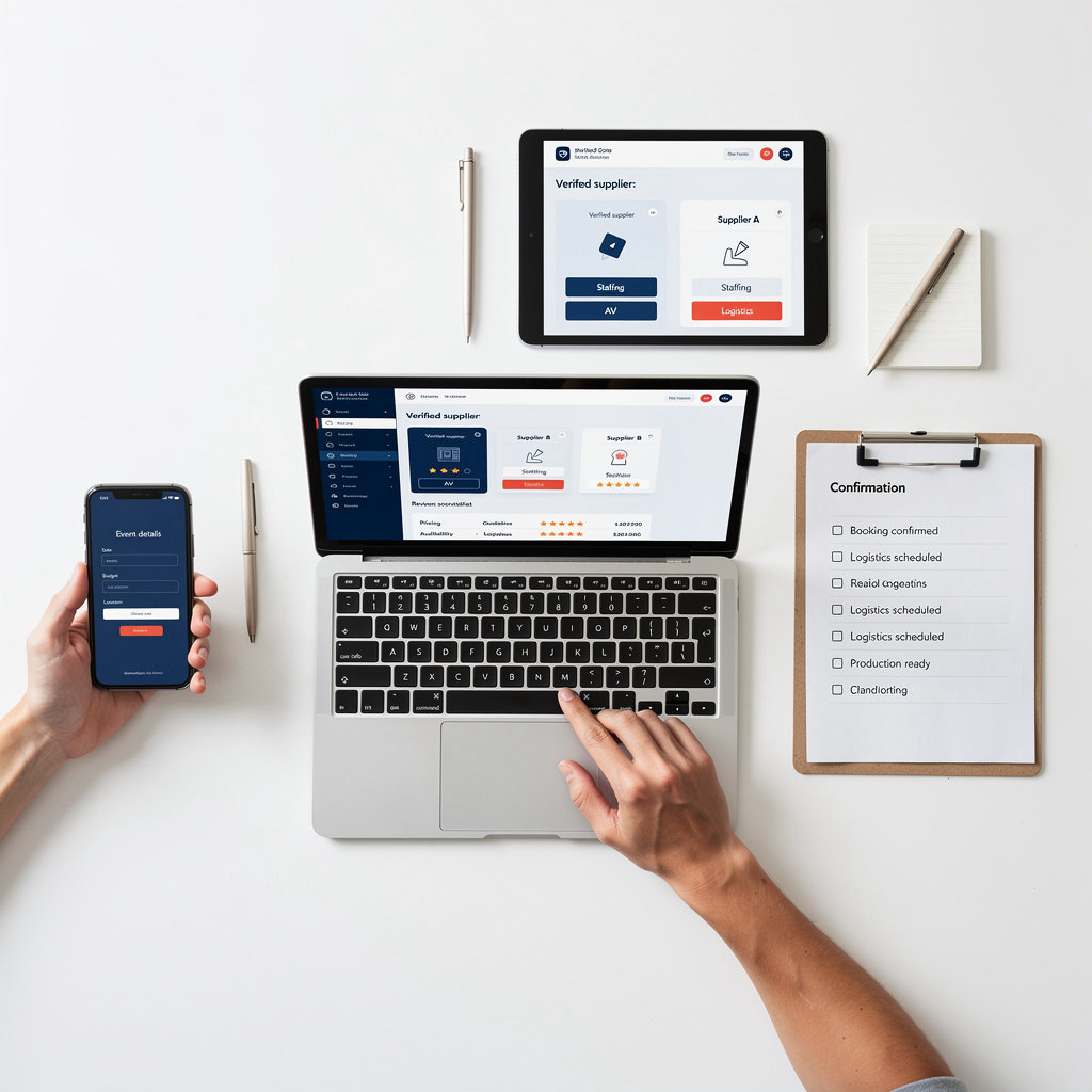 Supplix event details submission process - organizers provide event requirements and budget information